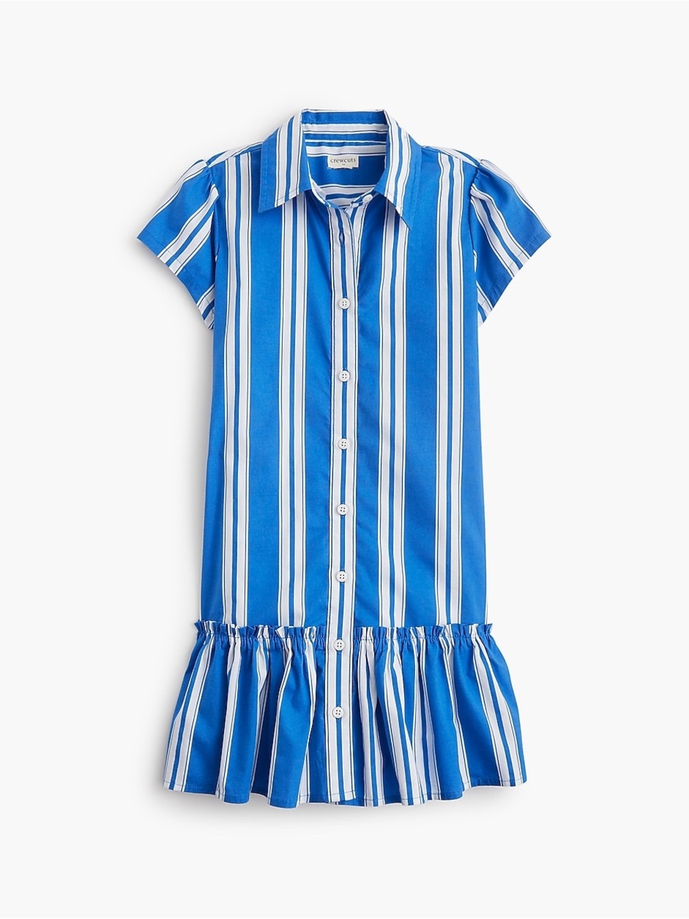 👗🆕 J. Crew Factory Girls Blue & White Vertical Striped Shirt Dress, Size 12👗